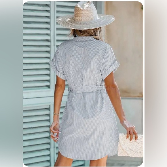 Belted Striped Button-Front Dress NWT Size S - Picture 7 of 12